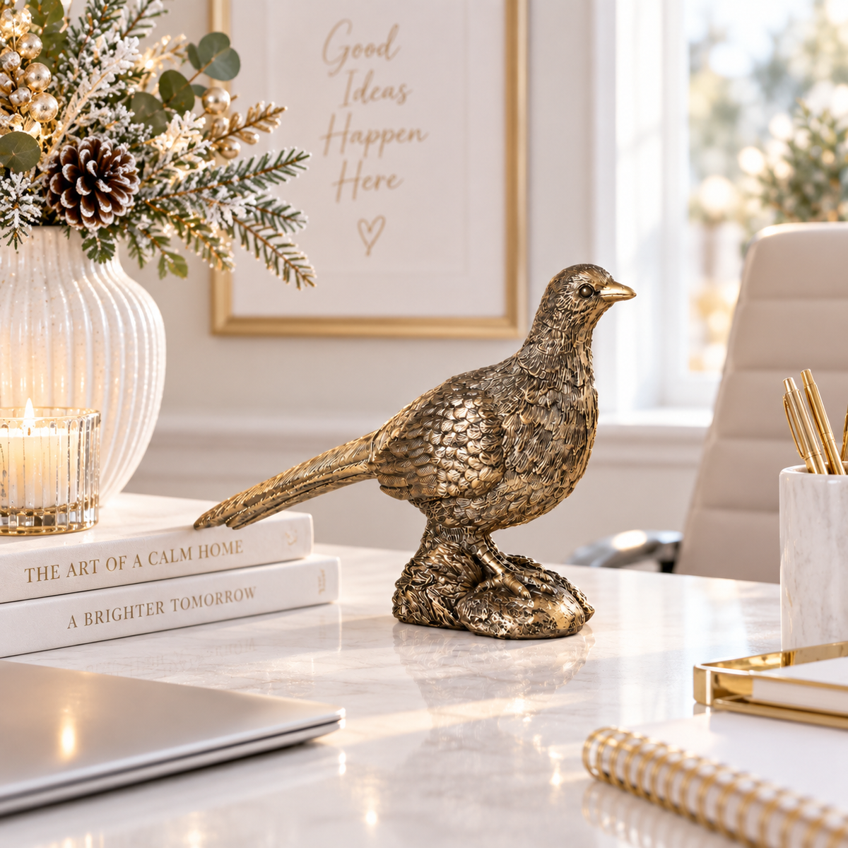 Antique Gold Christmas Partridge