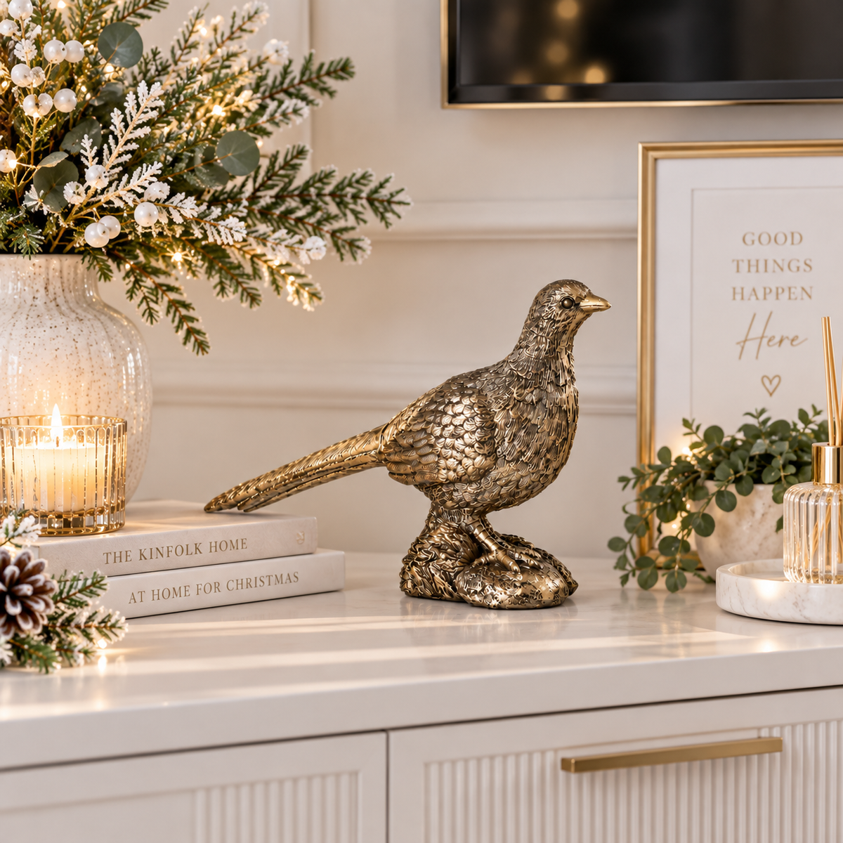 Antique Gold Christmas Partridge