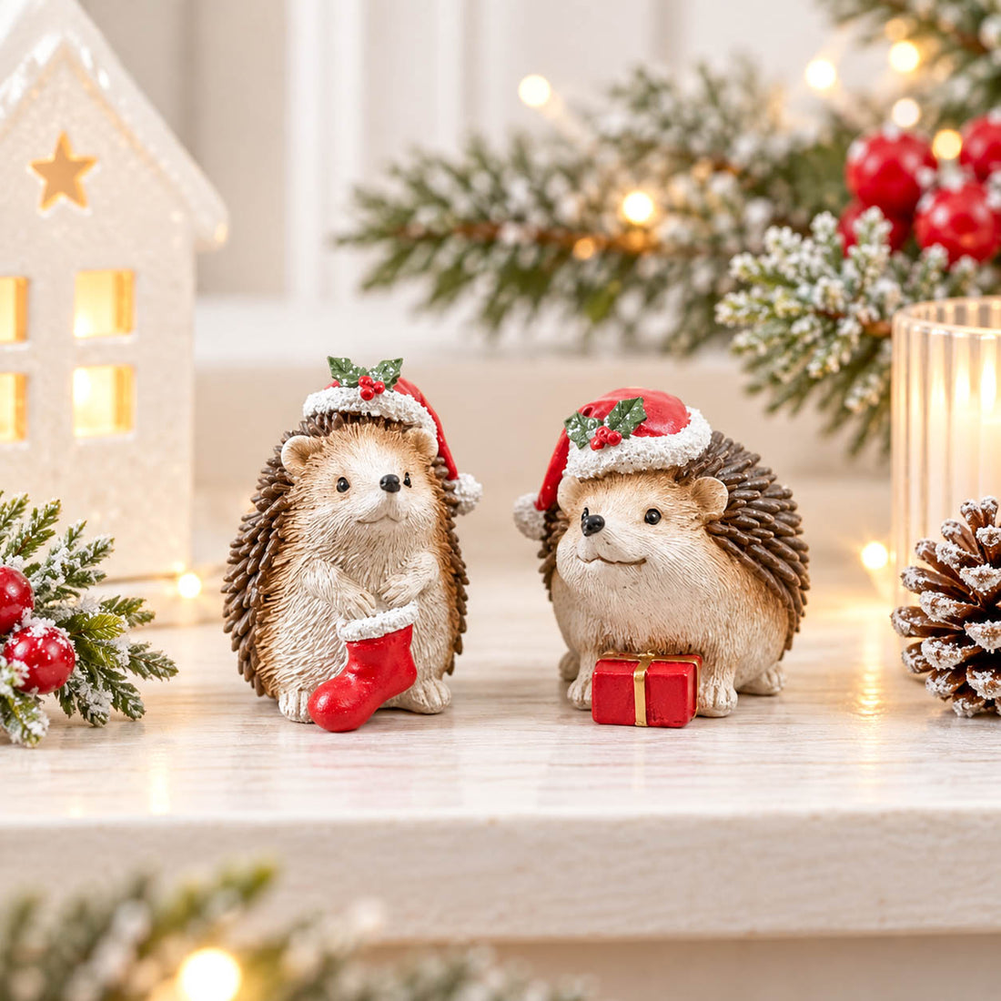 Mini Christmas Hedgehogs Set of 2