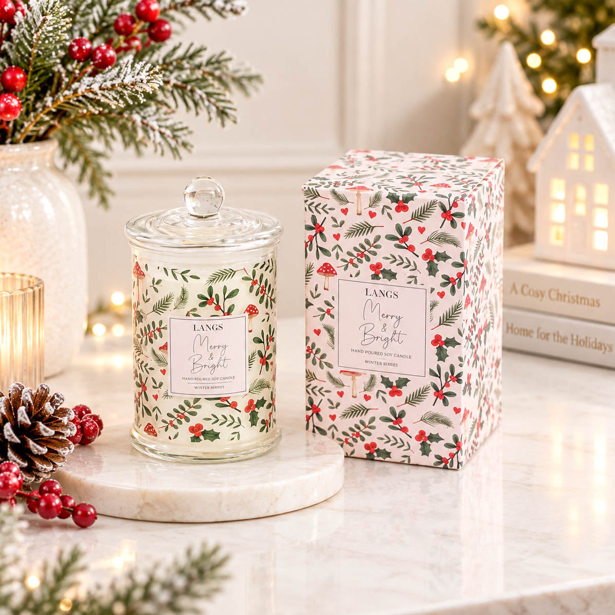 Merry &amp; Bright Winter Berry Scented Jar Candle