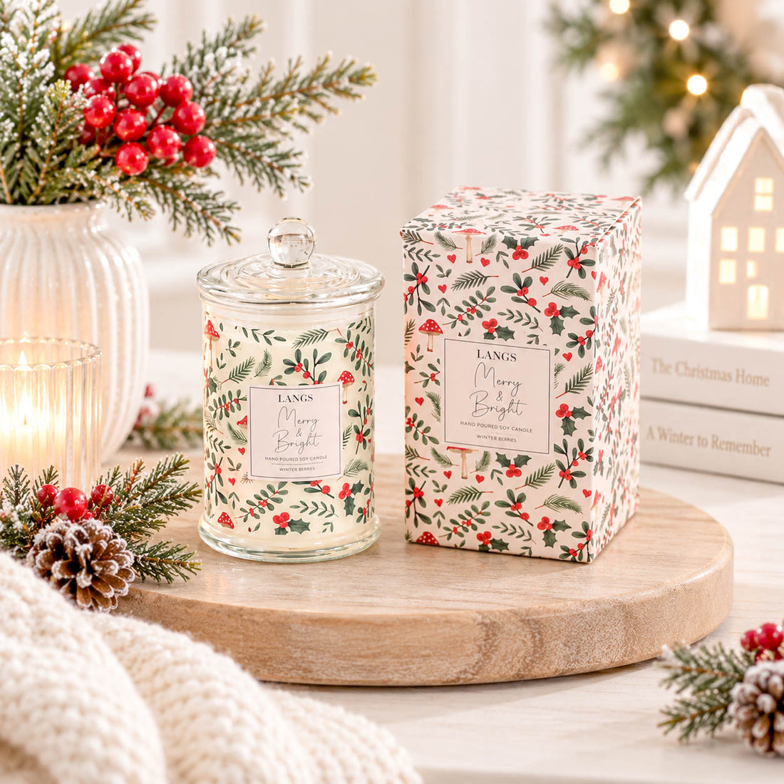 Merry &amp; Bright Winter Berry Scented Jar Candle