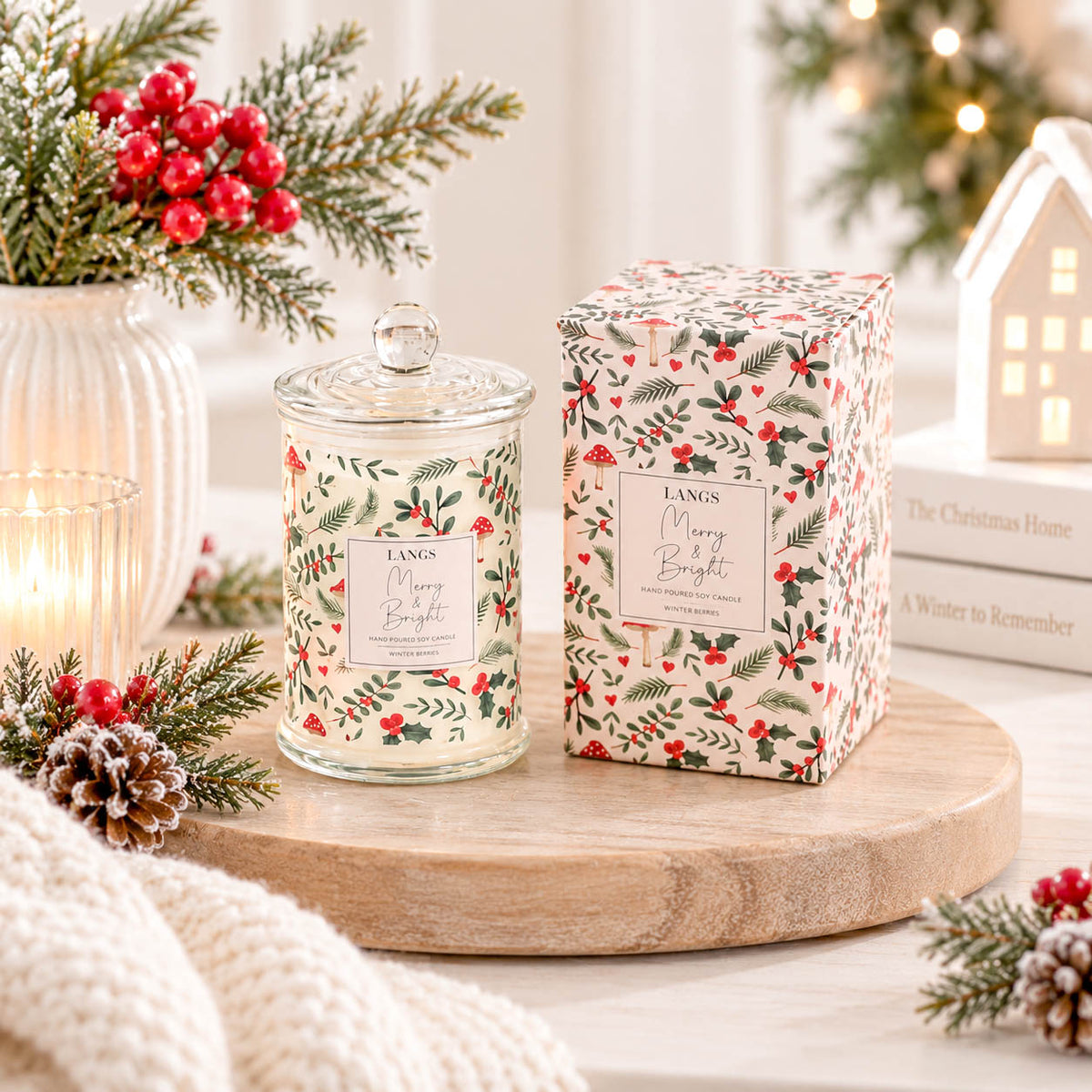 Merry &amp; Bright Winter Berry Scented Jar Candle