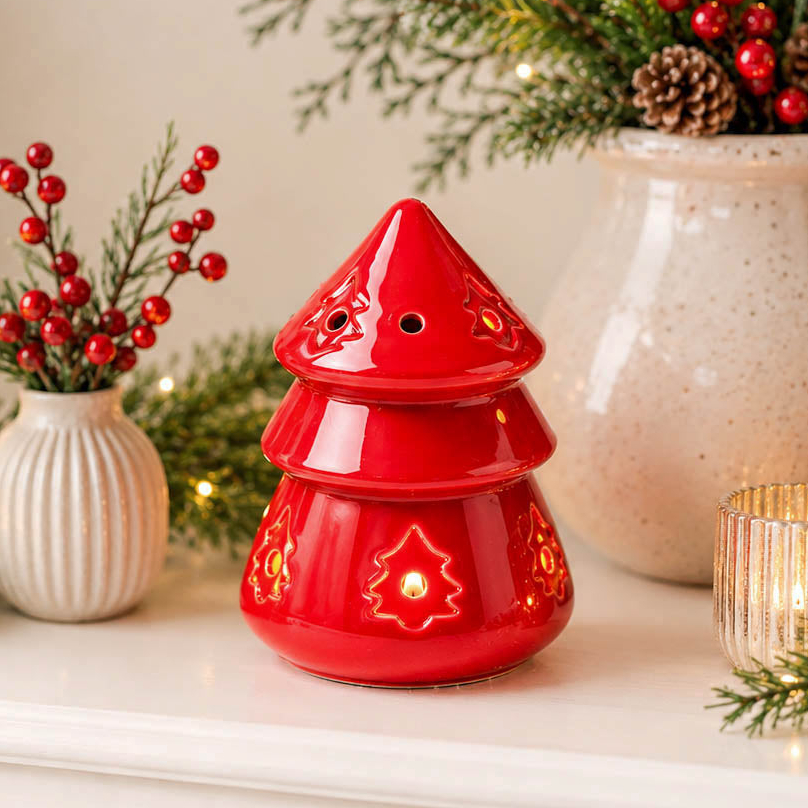 Red Christmas Tree Oil Burner
