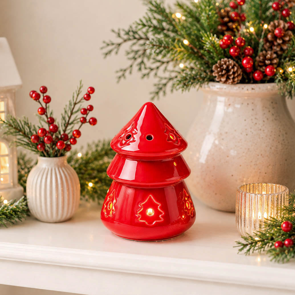 Red Christmas Tree Oil Burner