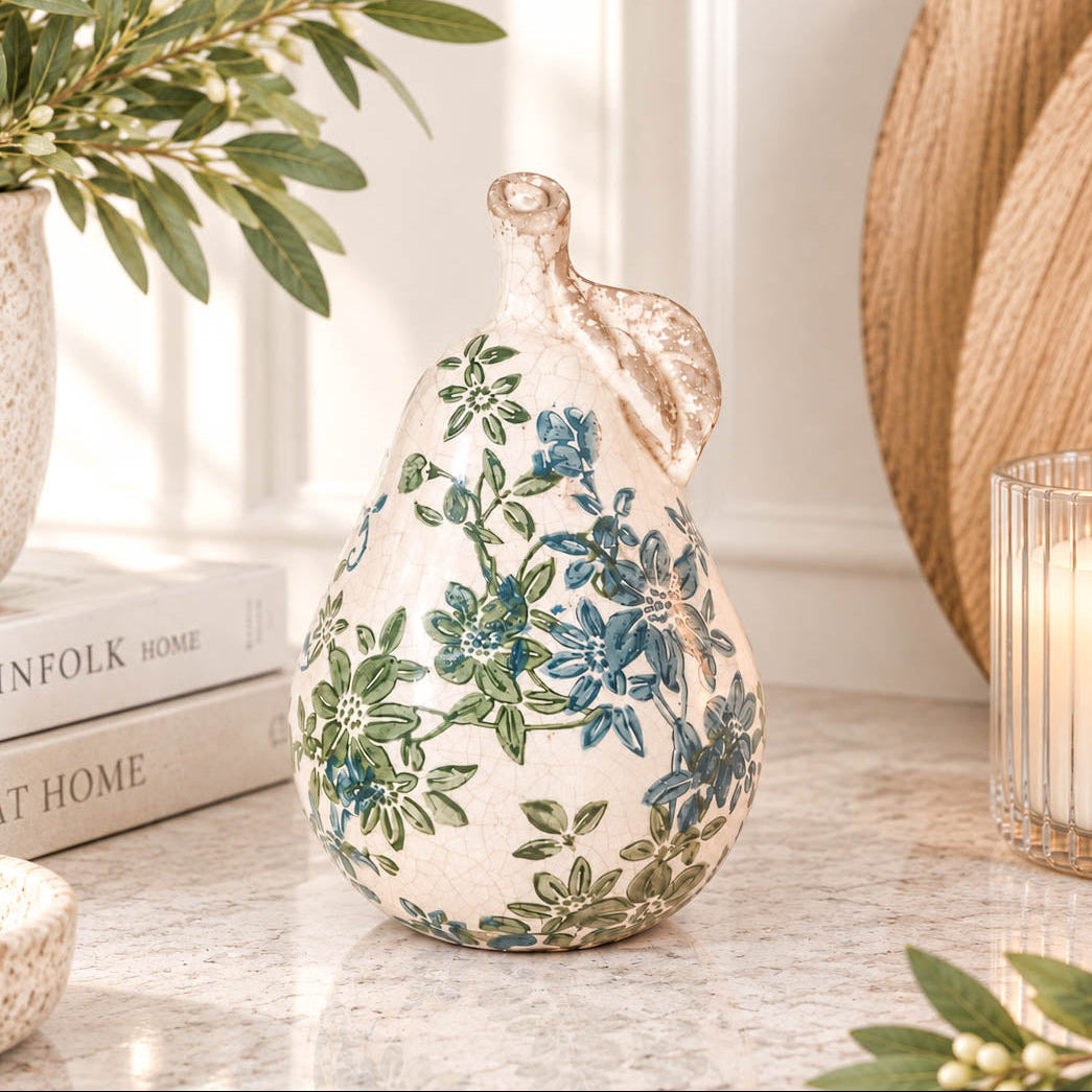 Green &amp; Blue Vintage Stoneware Pear