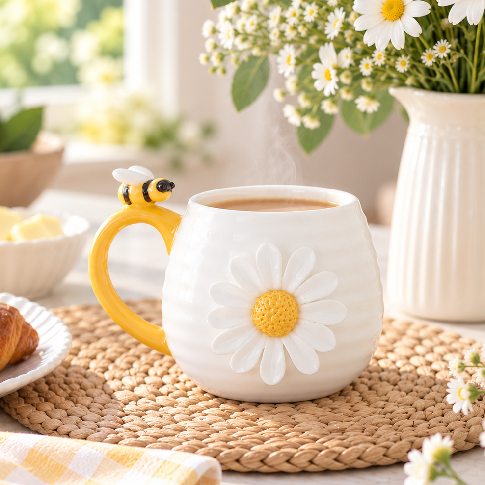3D Daisy &amp; Honey Bee Mug