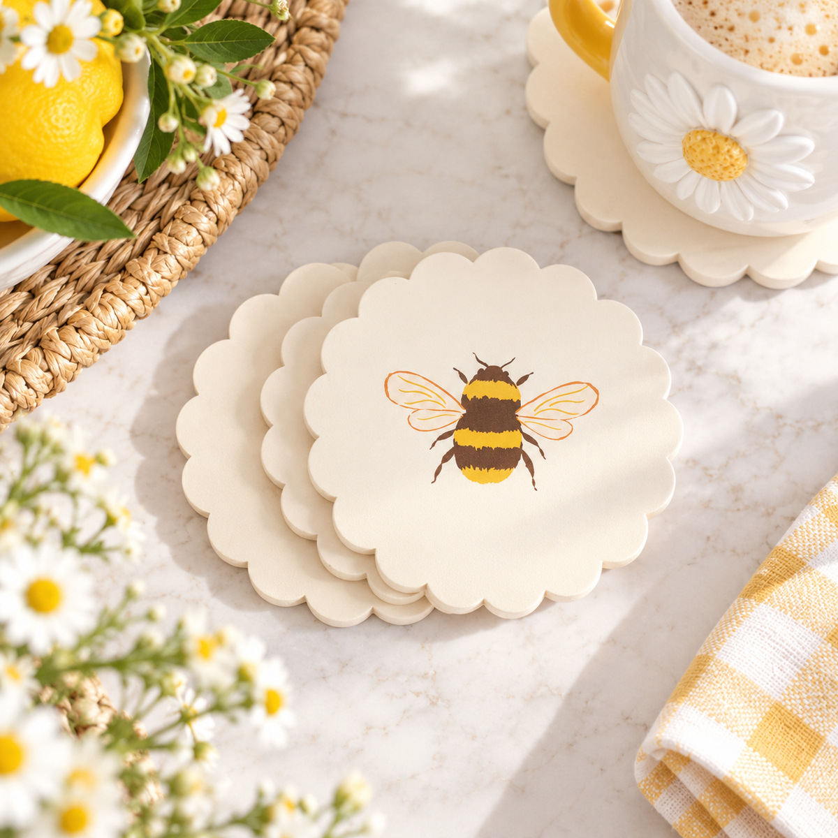 Honey Bee Coaster Set