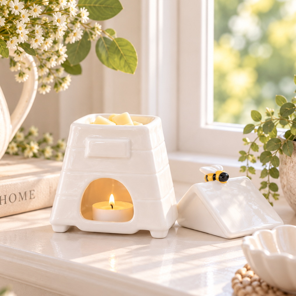 White Beehive Oil Burner &amp; Wax Warmer