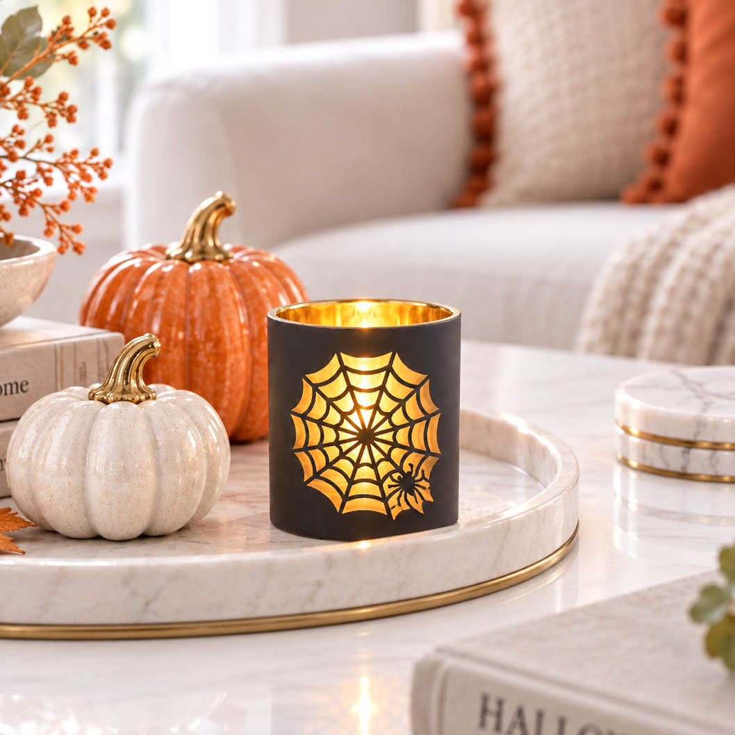 Black Cobweb Tealight Holder