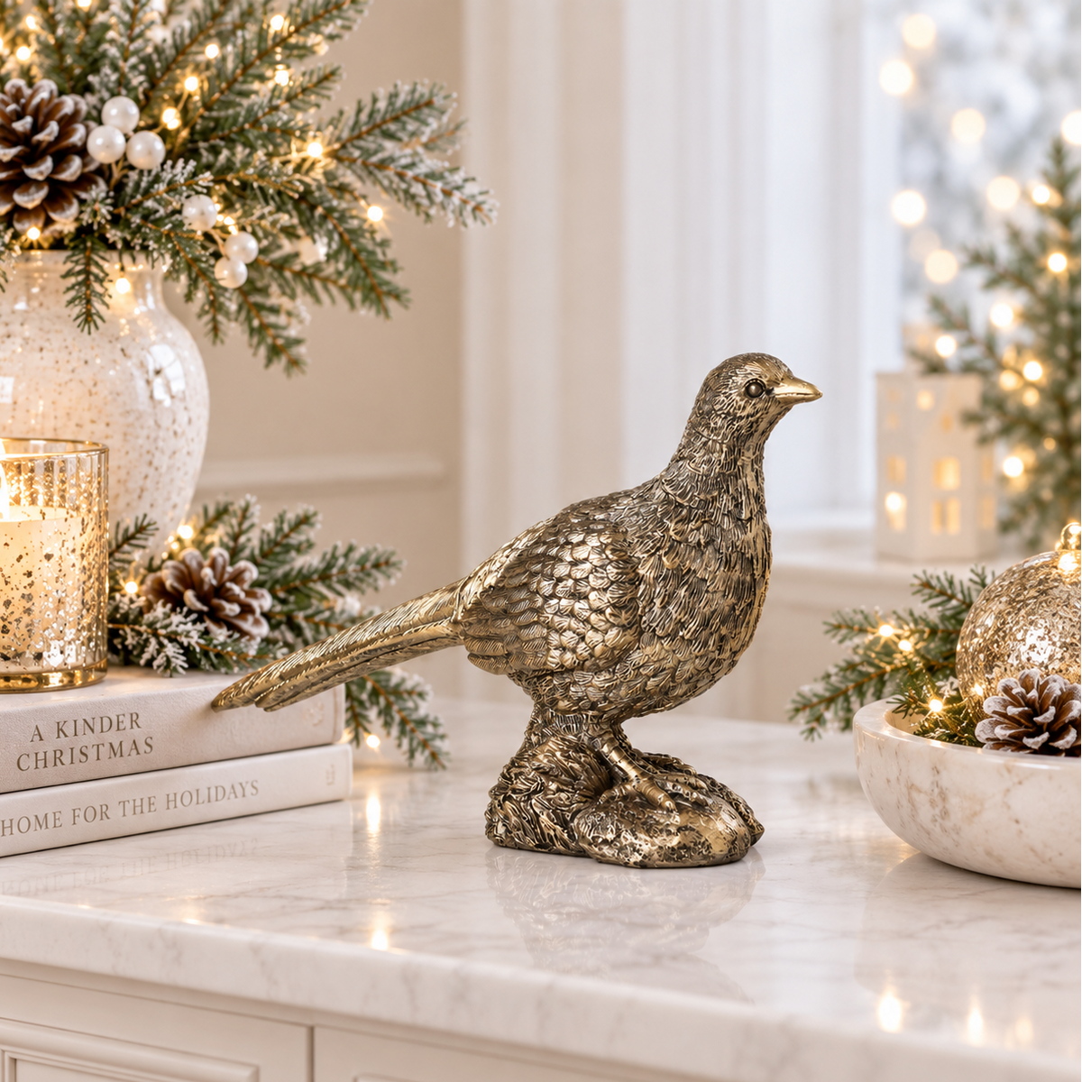 Antique Gold Christmas Partridge