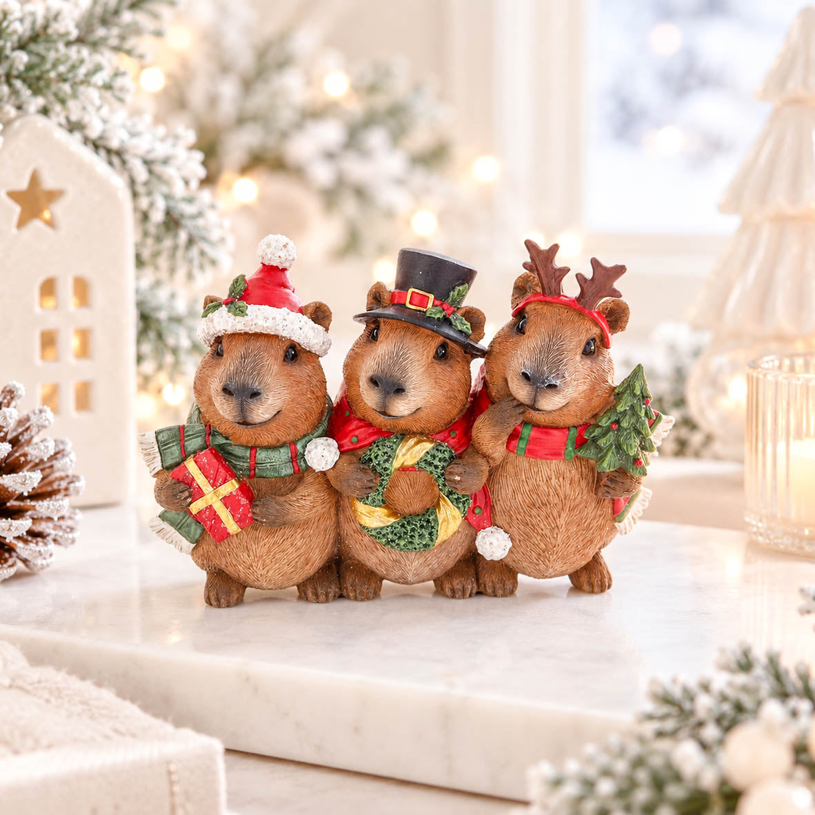 Christmas Capybara Trio