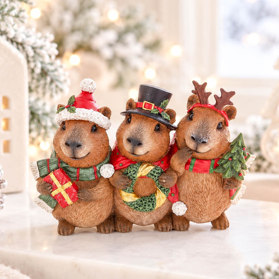 Christmas Capybara Trio