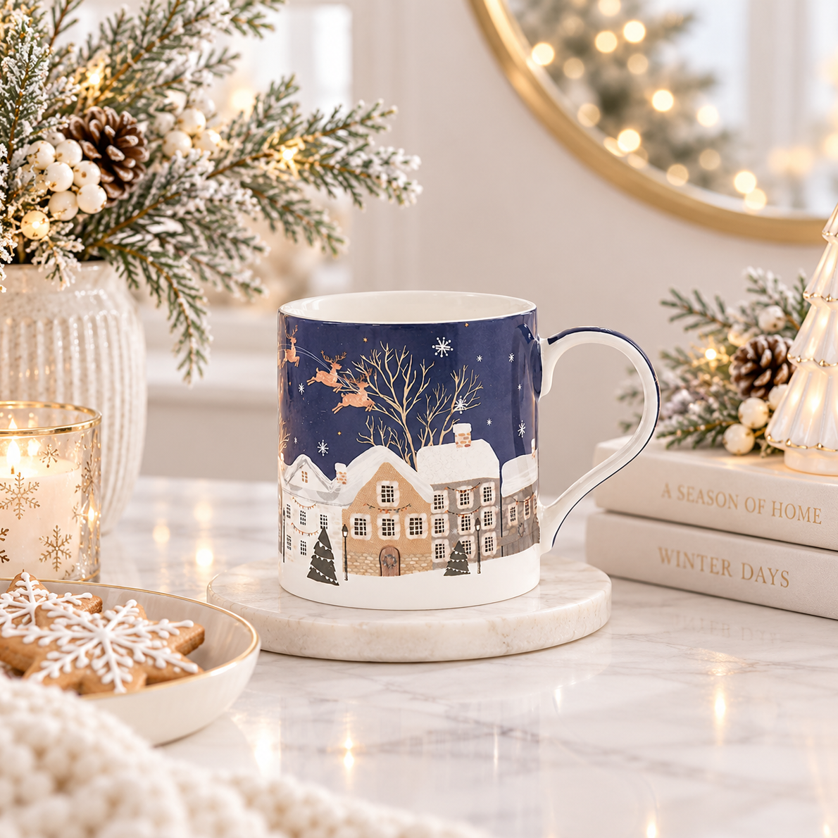 Tinsel Town Blue Christmas Mug