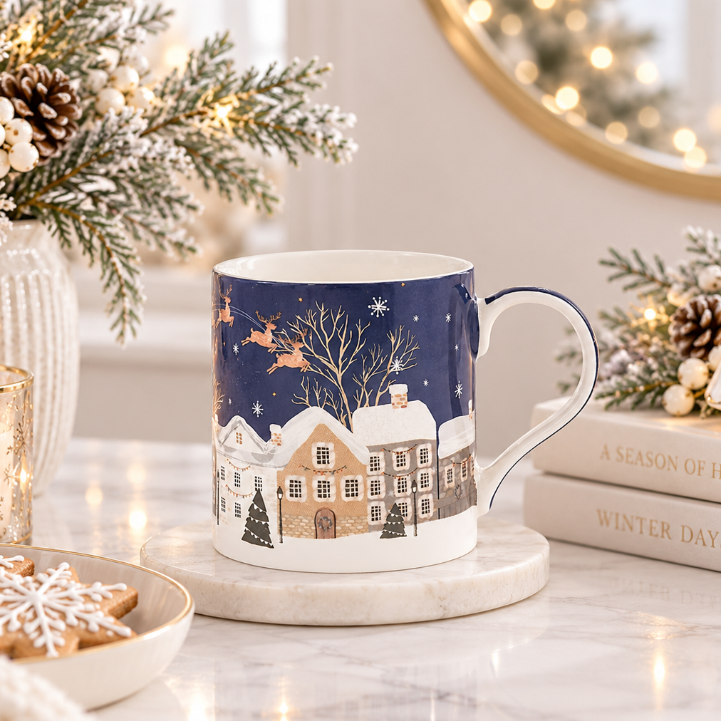 Tinsel Town Blue Christmas Mug