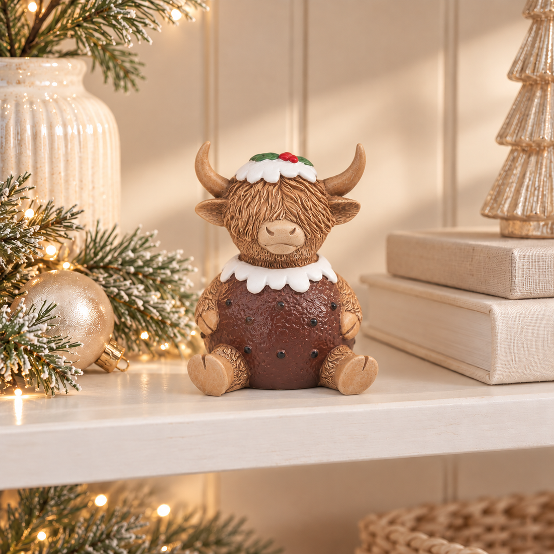 Christmas Pudding Highland Cow