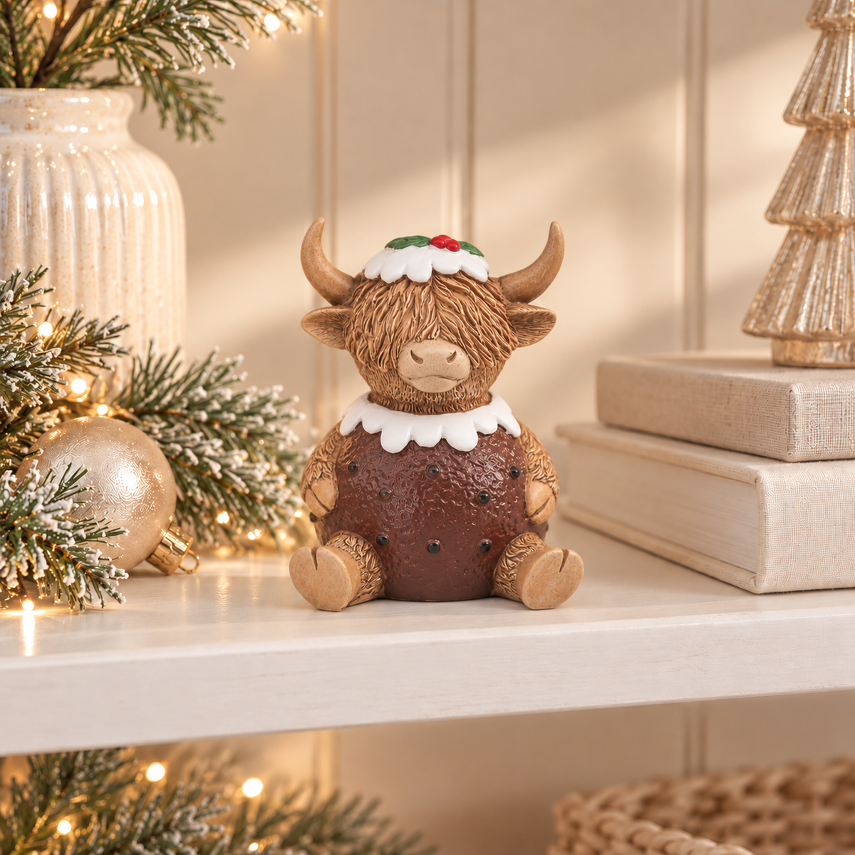 Christmas Pudding Highland Cow