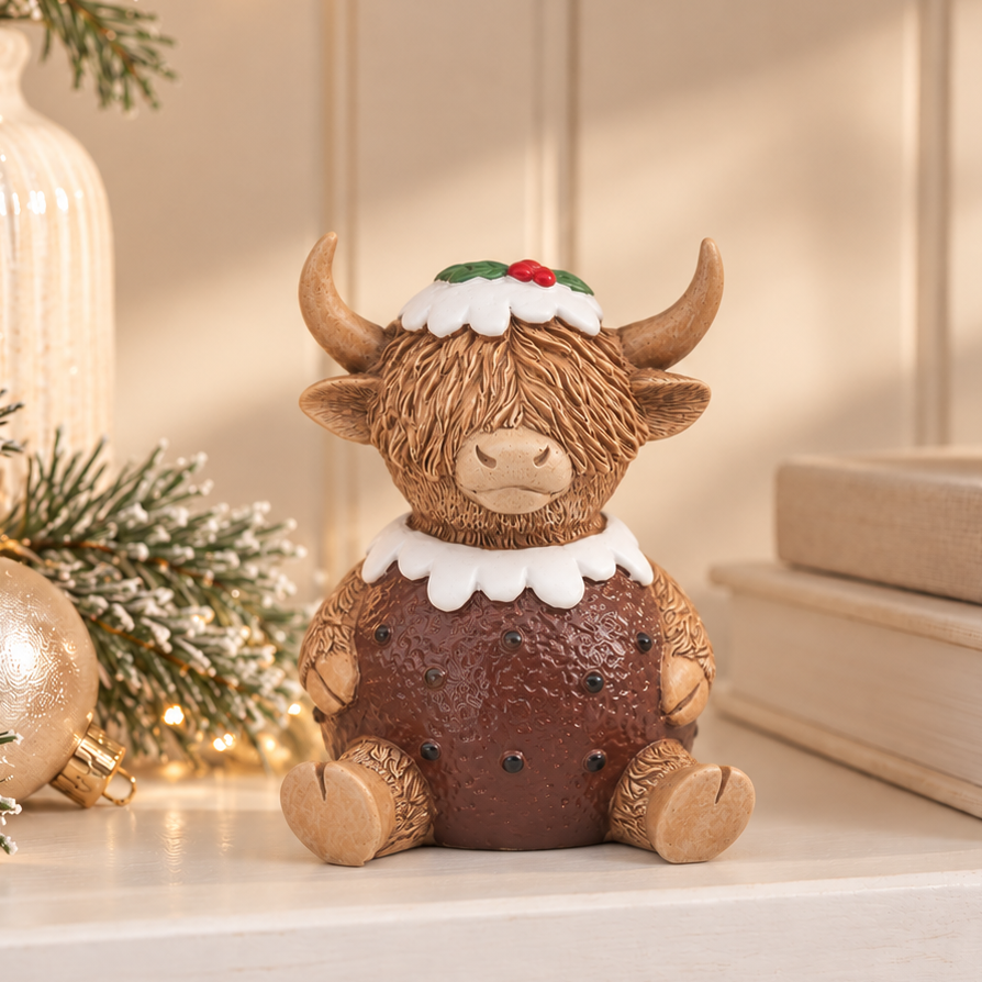 Christmas Pudding Highland Cow