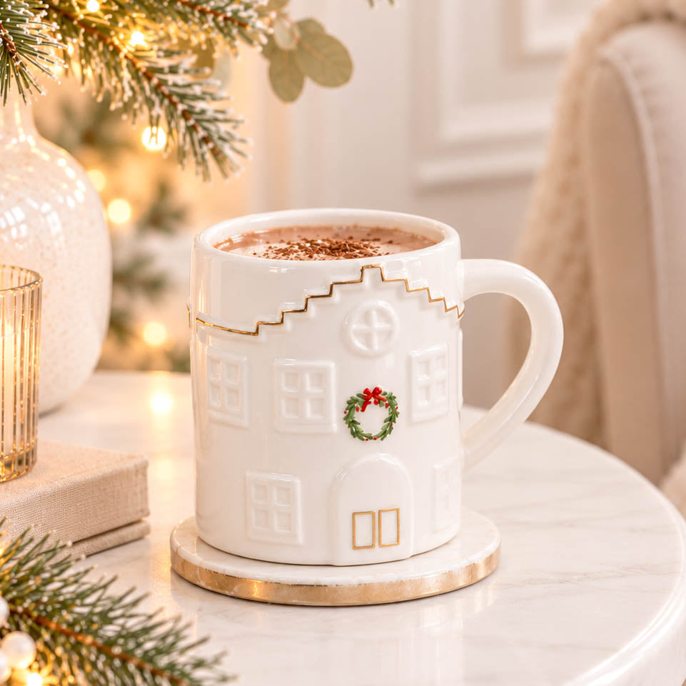 Wreath Christmas House Mug