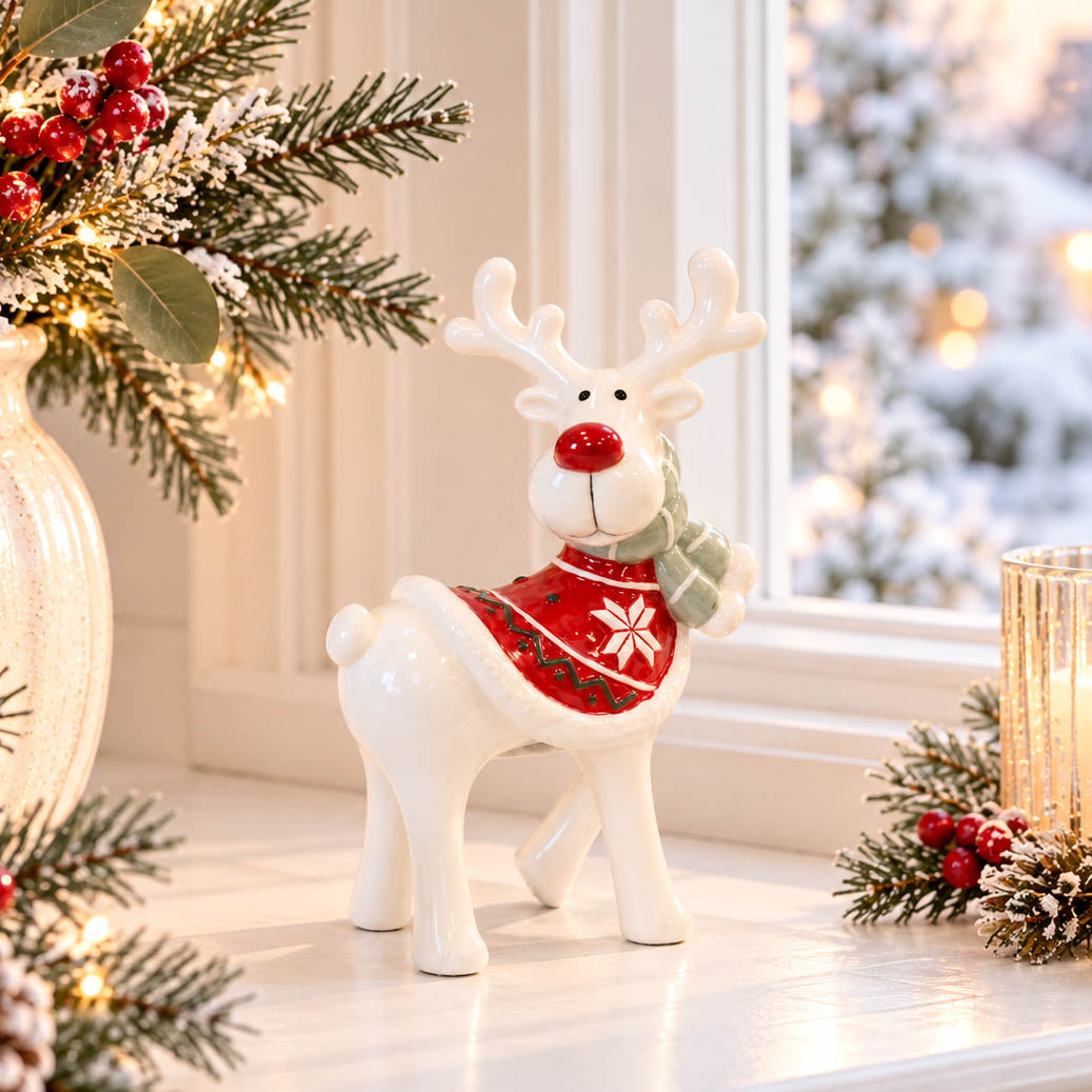 Reindeer with Red Sweater &amp; Scarf