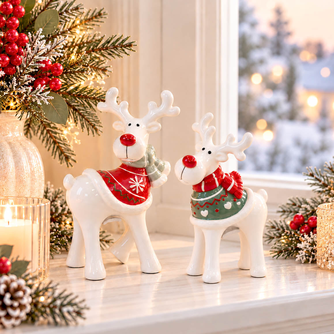 Reindeer with Green Sweater &amp; Scarf