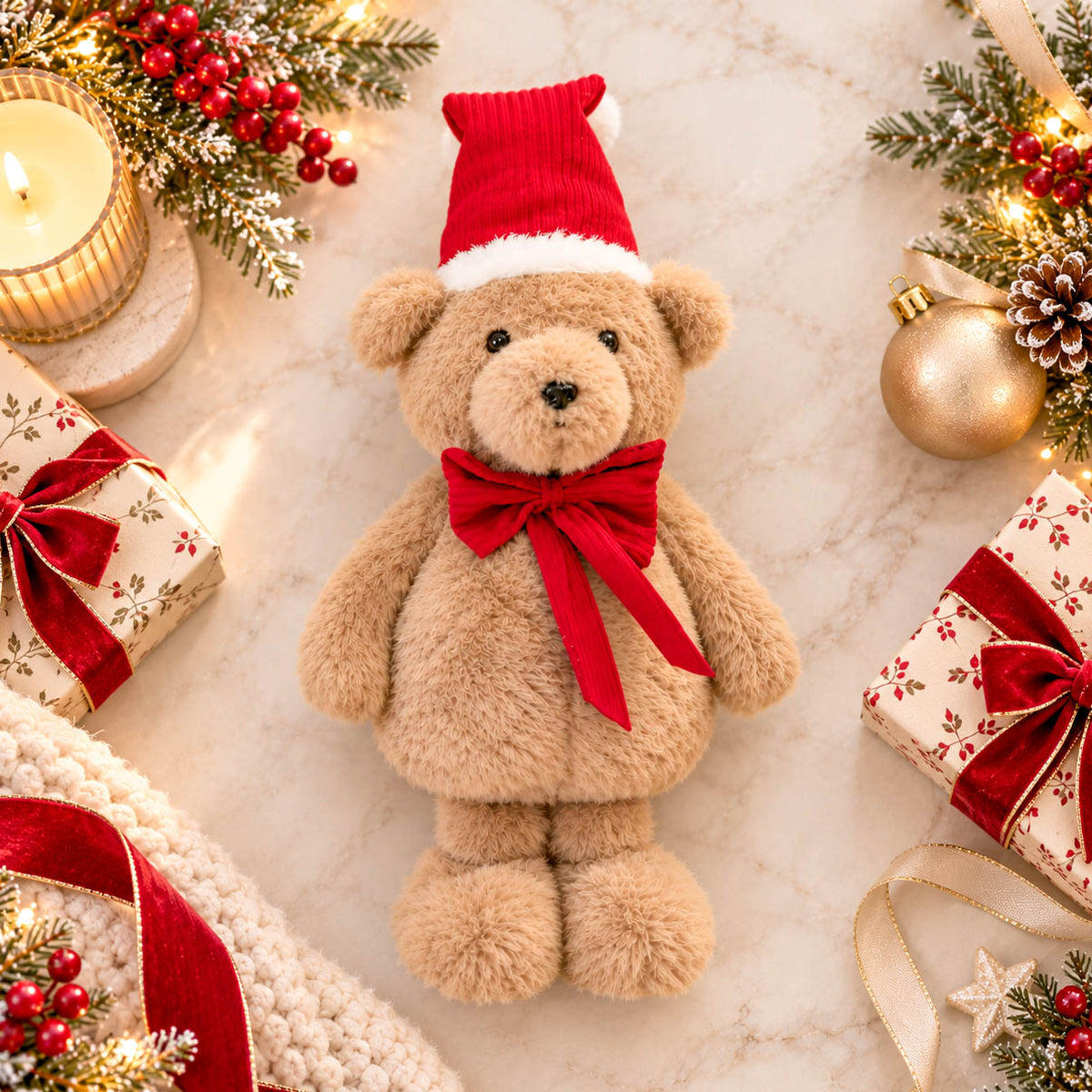 Standing Plush Christmas Bear