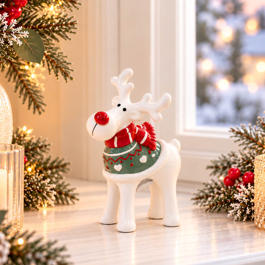 Reindeer with Green Sweater &amp; Scarf