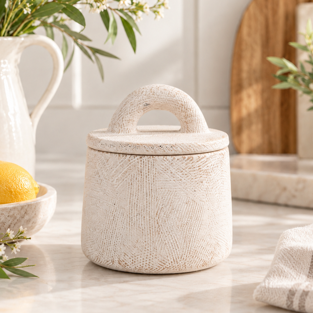 Small Cement Pot wth Lid
