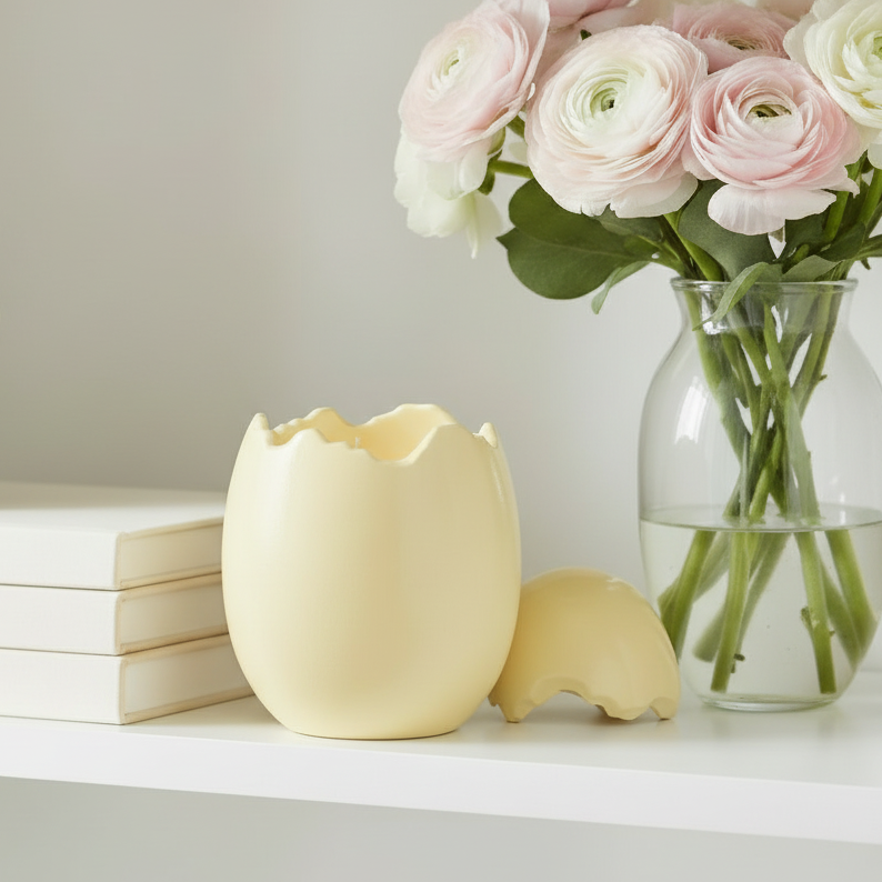 Citrus &amp; Ginger Yellow Egg Shaped Candle
