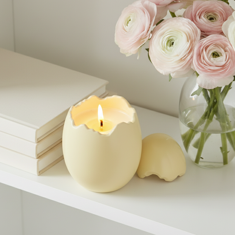Citrus &amp; Ginger Yellow Egg Shaped Candle