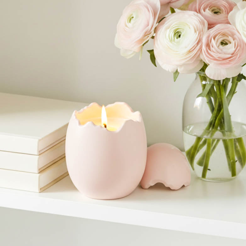 Wild Strawberry &amp; Poppy Pink Egg Shaped Candle