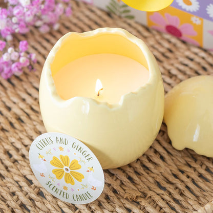 Citrus &amp; Ginger Yellow Egg Shaped Candle