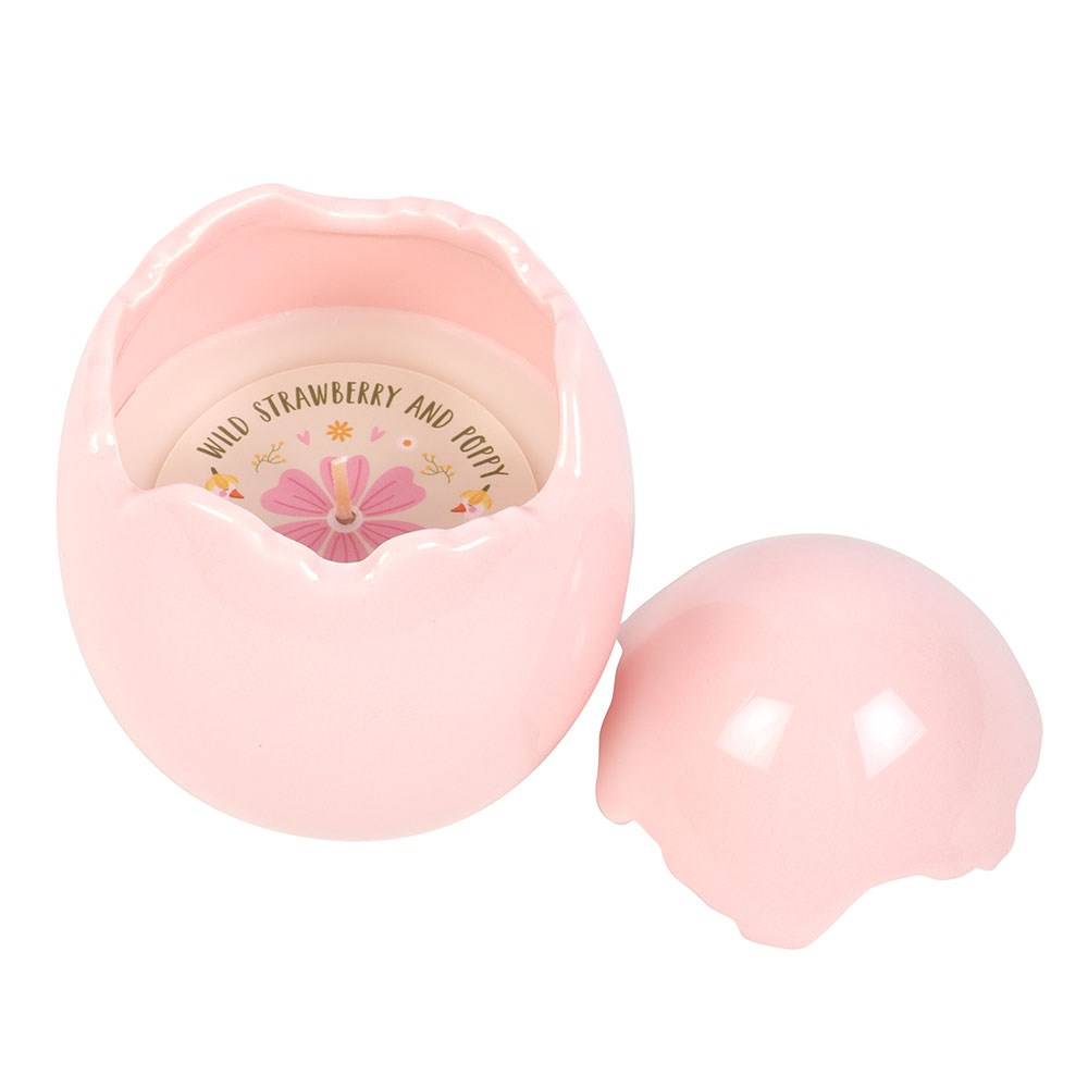Wild Strawberry &amp; Poppy Pink Egg Shaped Candle