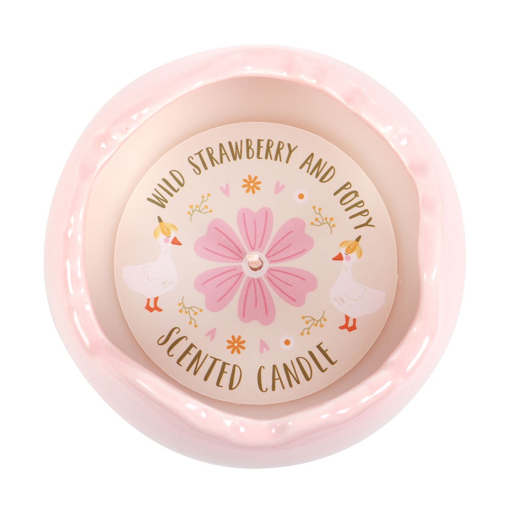 Wild Strawberry &amp; Poppy Pink Egg Shaped Candle