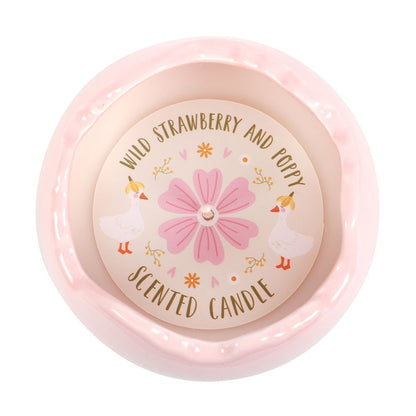 Wild Strawberry &amp; Poppy Pink Egg Shaped Candle