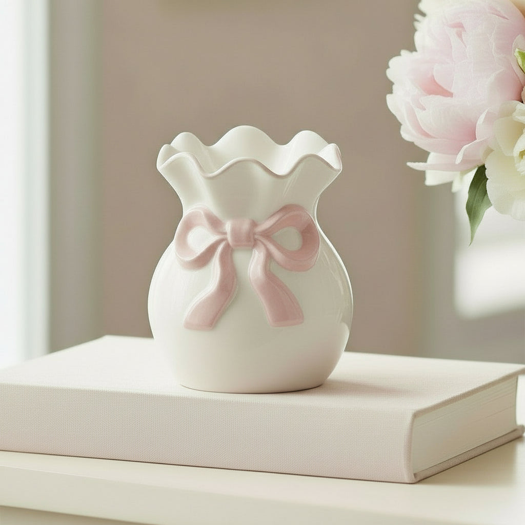 White &amp; Pink Bow Oil Burner