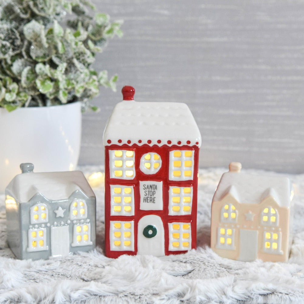 Light Up LED Christmas Houses Set of 3