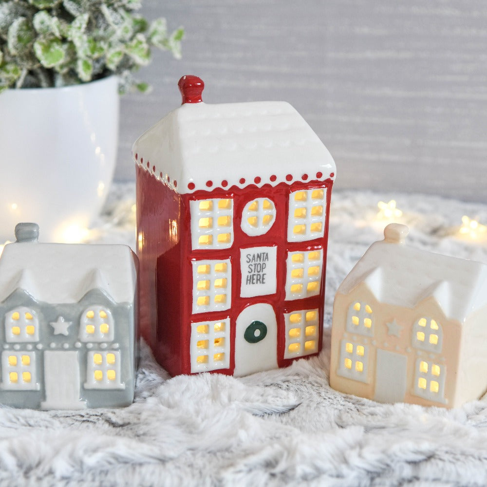 Light Up LED Christmas Houses Set of 3