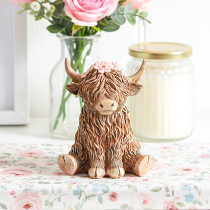 Flower Girl Happy Highland Cow