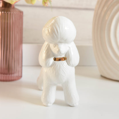 White Poodle Taper Candle Holder