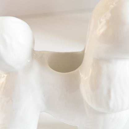 White Poodle Taper Candle Holder