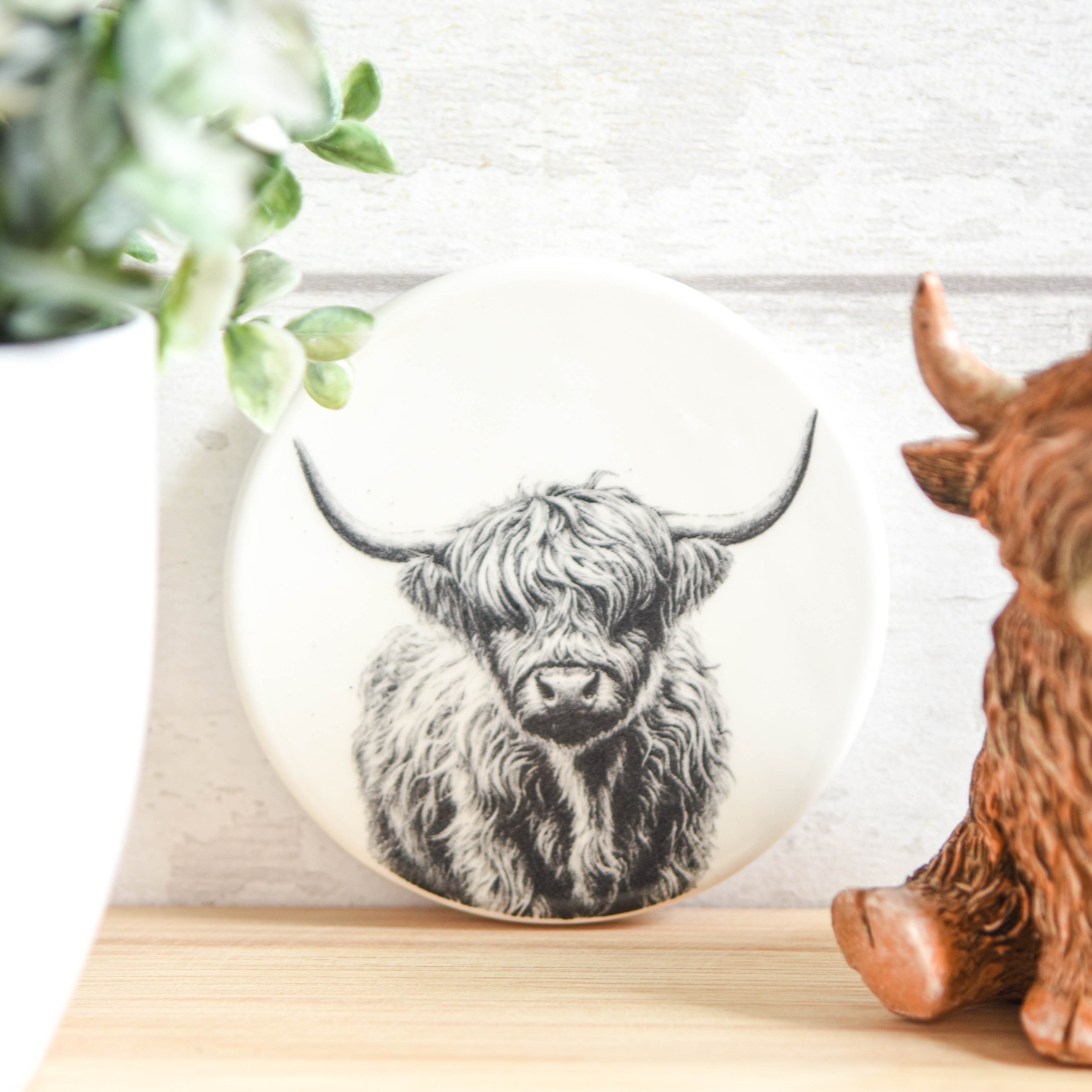 Highland Cow Ceramic Coaster