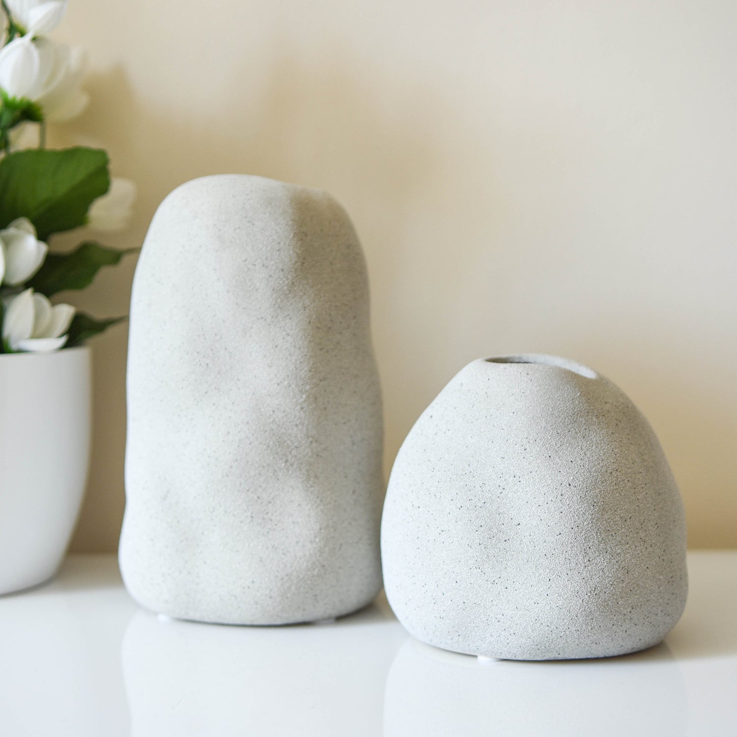 Small Grey Organic Textured Stoneware Vase