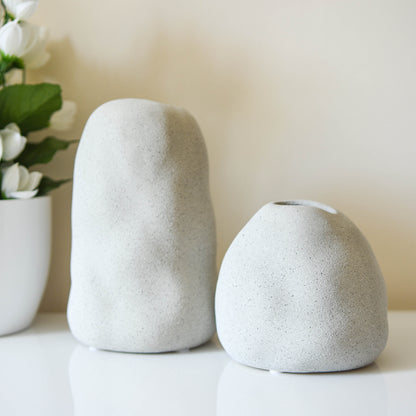 Small Grey Organic Textured Stoneware Vase