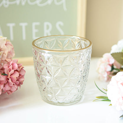 Gold Edge Clear Ridge Glass Tealight Holder