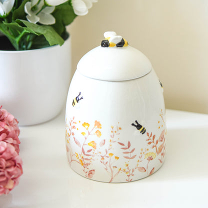 Pink Floral Bee Storage Pot