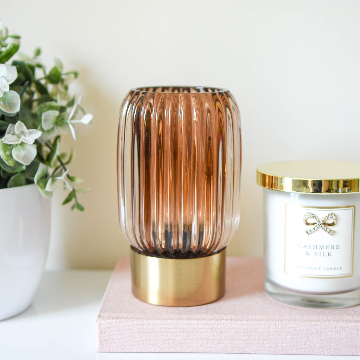BACK JULY Luxe Bronze Lines LED Glass Lamp