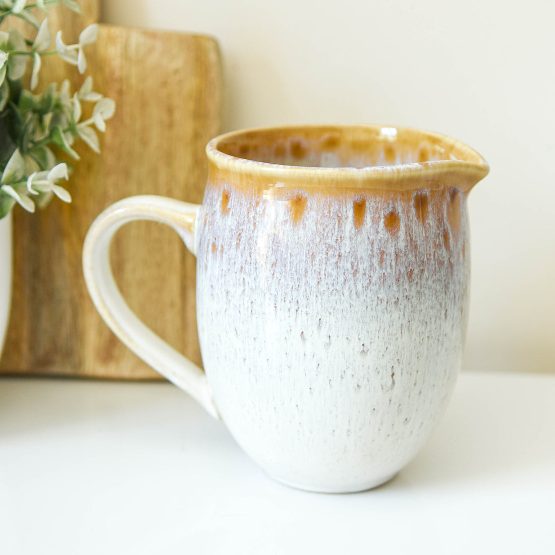 Gold &amp; White Reactive Glaze Jug