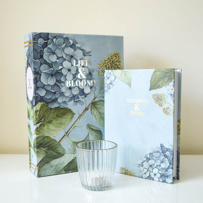 Blue Hydrangea Faux Book Storage Boxes - Set of 2