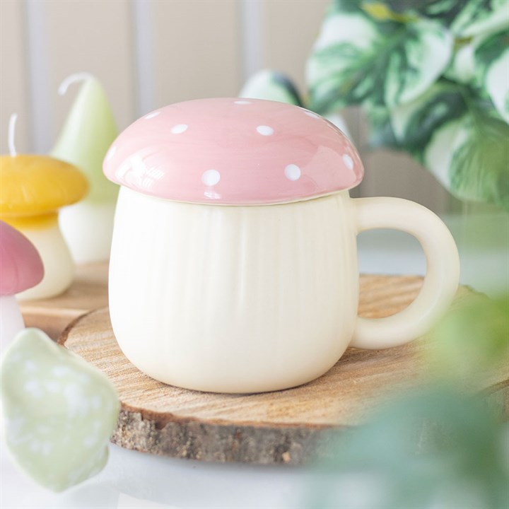 Pink Mushroom Lidded Mug