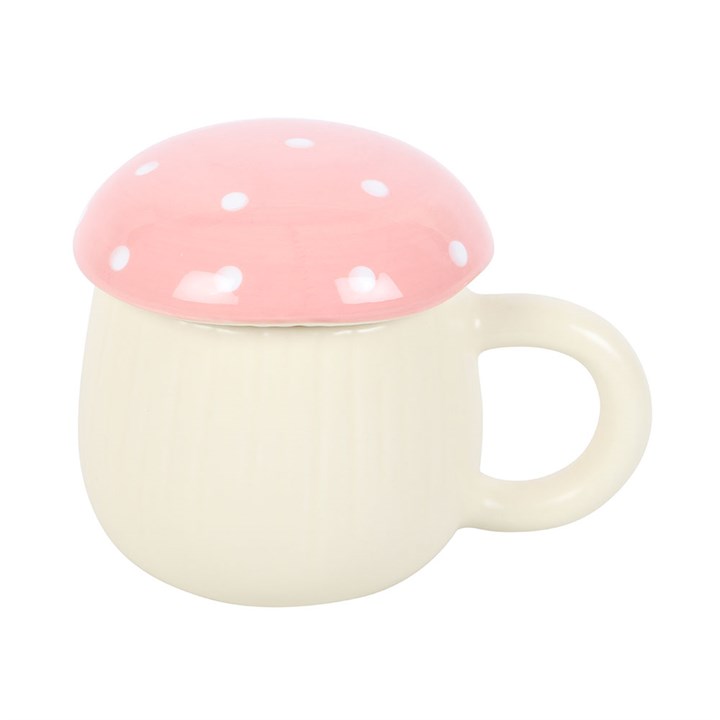 Pink Mushroom Lidded Mug